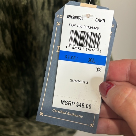 Democracy Blouse Top Shirt XL Green Leopard Cheetah Animal Print Soft Casual - Picture 4 of 11